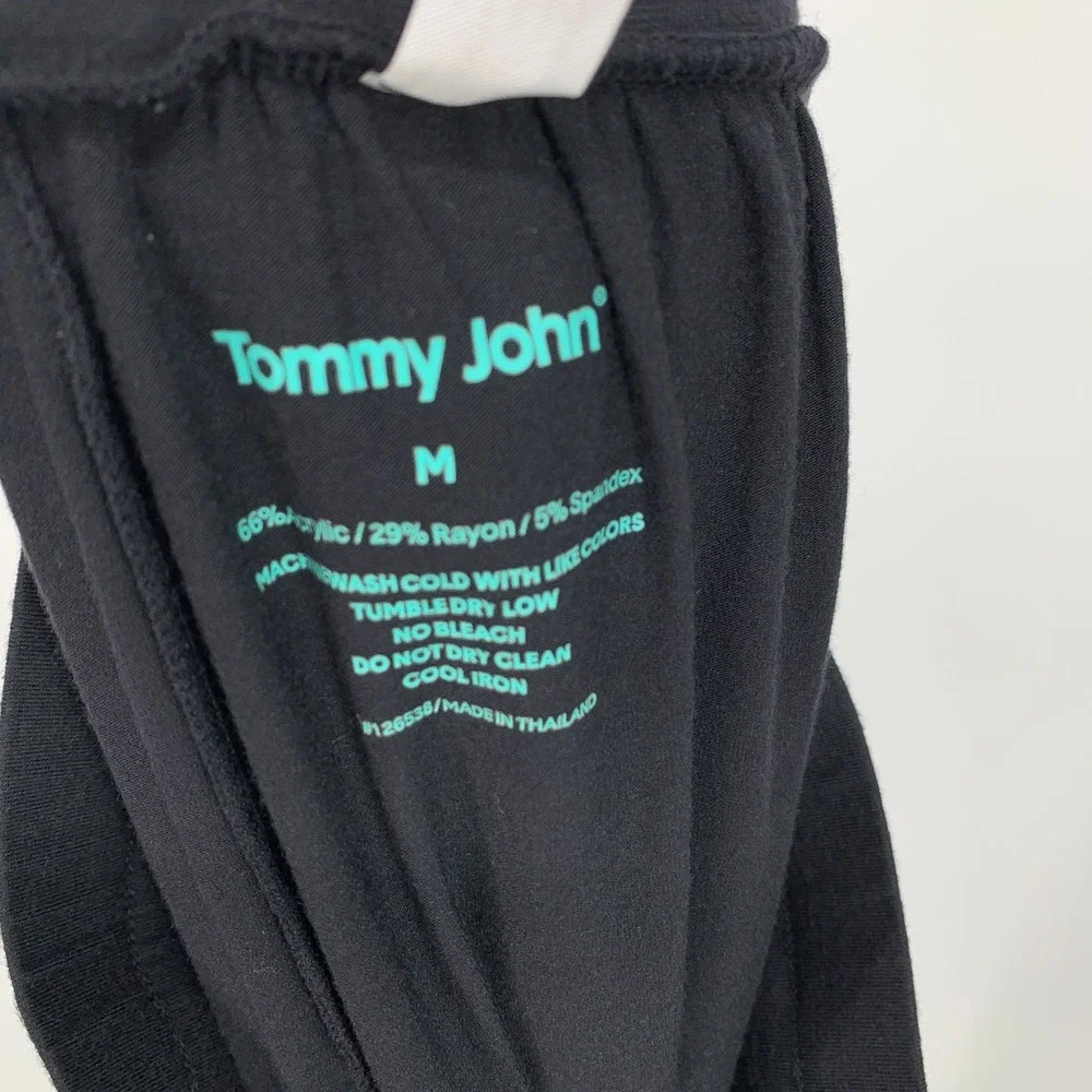 Tommy John Lounge Joggers Second Skin Black Pull On Drawstring Mens Size Medium
